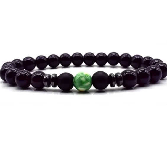 Fashion Strons Stone Natural 8 mm Punk Bouddha Head Agate Chakra Reiki Bouddha Bracelet Bracelet Elastic Bangles S5J