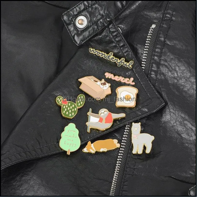 Pinos broches broches de esmalte cachorro cão gato gato alpaca cacto macio torradas torradas pinos de lapela de roupas bnsibe de joias de desenho animado para mjfashion dhinq