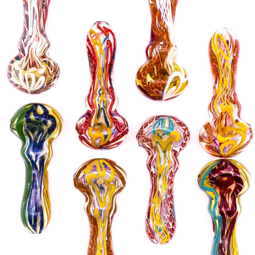 9 5см ручная труба стекло с цветами Dab Rig красивые курительные трубы листья форма Spoon241a