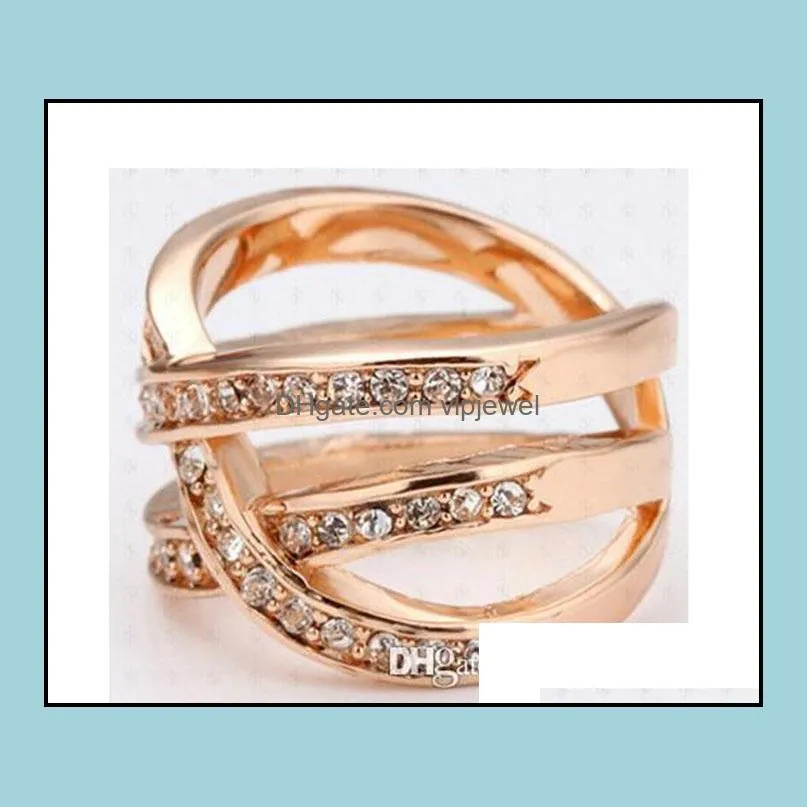 Anéis de banda Rings Beautifly Rose Gold Bands Dress 18K Diamond Engagement Sier Fashion Drop Drop Deliver