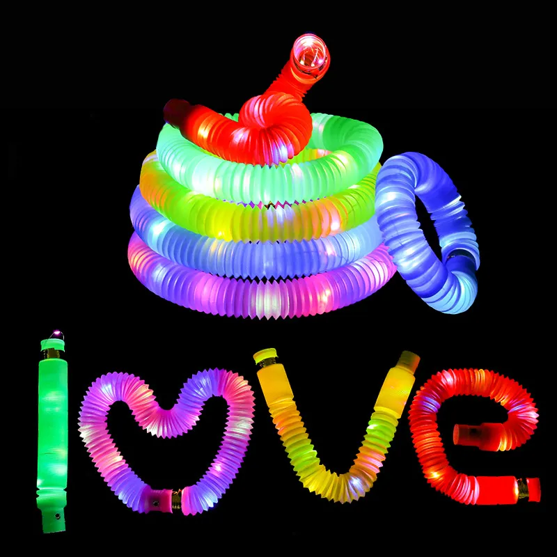 20cm Party Toys Flash Bellows Vent LED Light Water Pipe  Ttube light-emitting Telescopic Tube 70