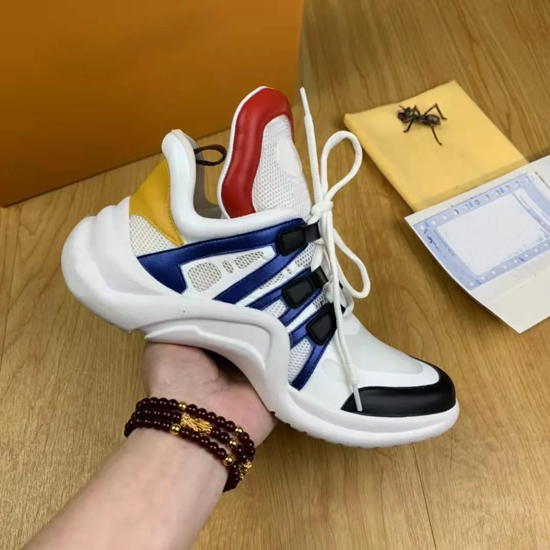 Archlight Sneakers Premium Leather Platform Lace up Colorblock Casual Shoes for Men Women