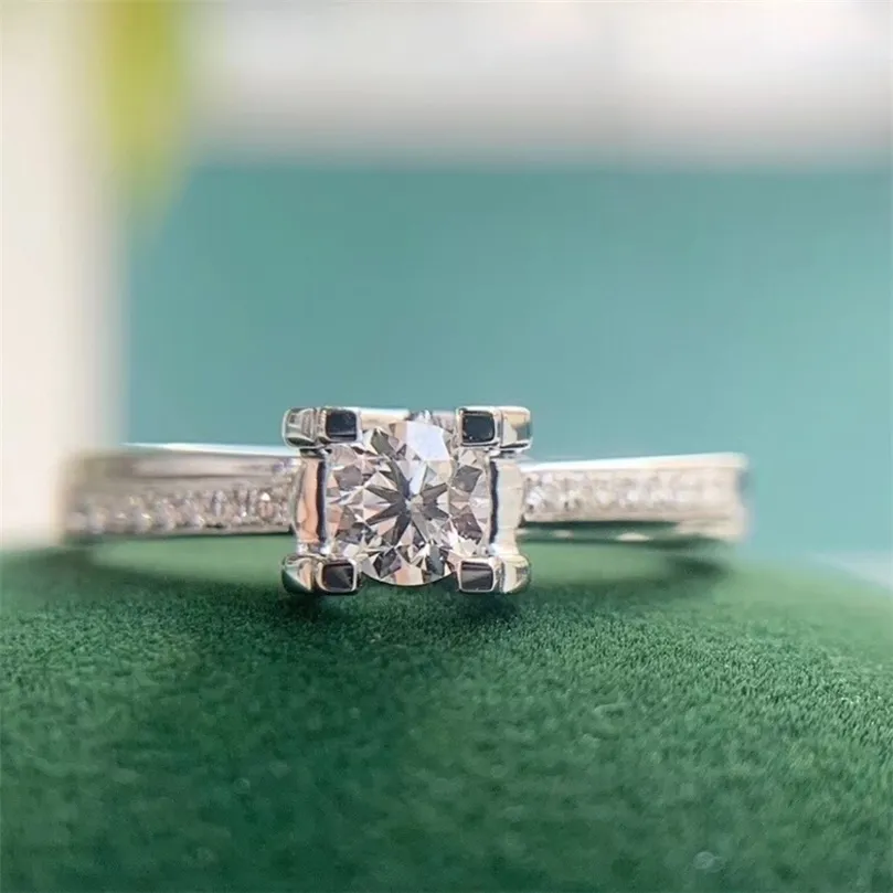 솔리테어 링 웨딩 반지 aeaw 0233ct 라운드 컷 데프 컬러 약혼 다이아몬드 반지를위한 실제 18K 화이트 골드 220829
