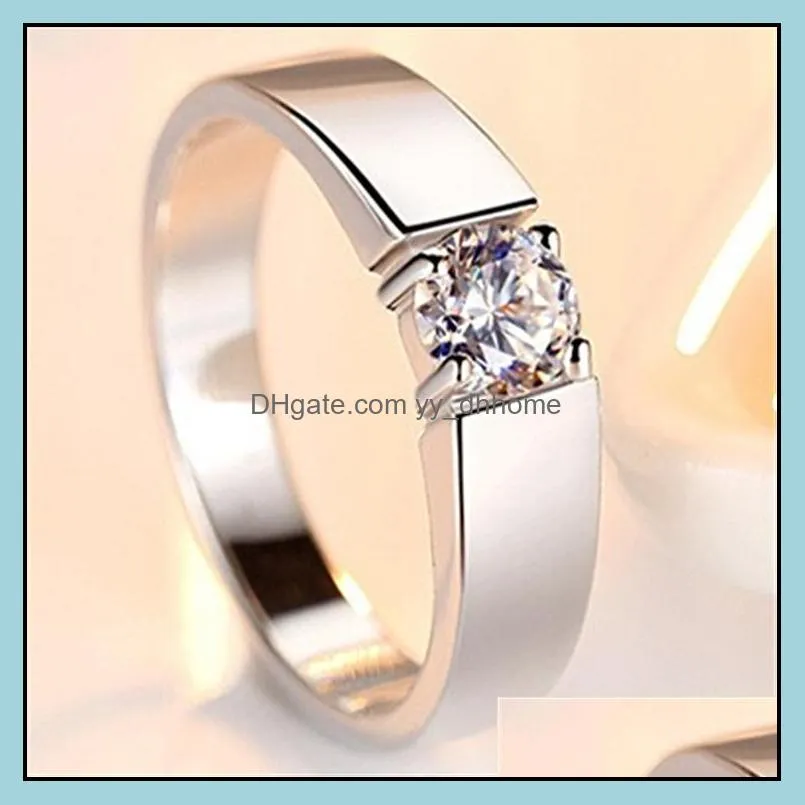 Bague Solitaire À La Mode Et Généreuse Bague Plaqué Or Rose Plaqué Rhodium Couple Classique 4 Griffe Mode Hommes Femmes Anneaux D Yydhhome Dhhl1