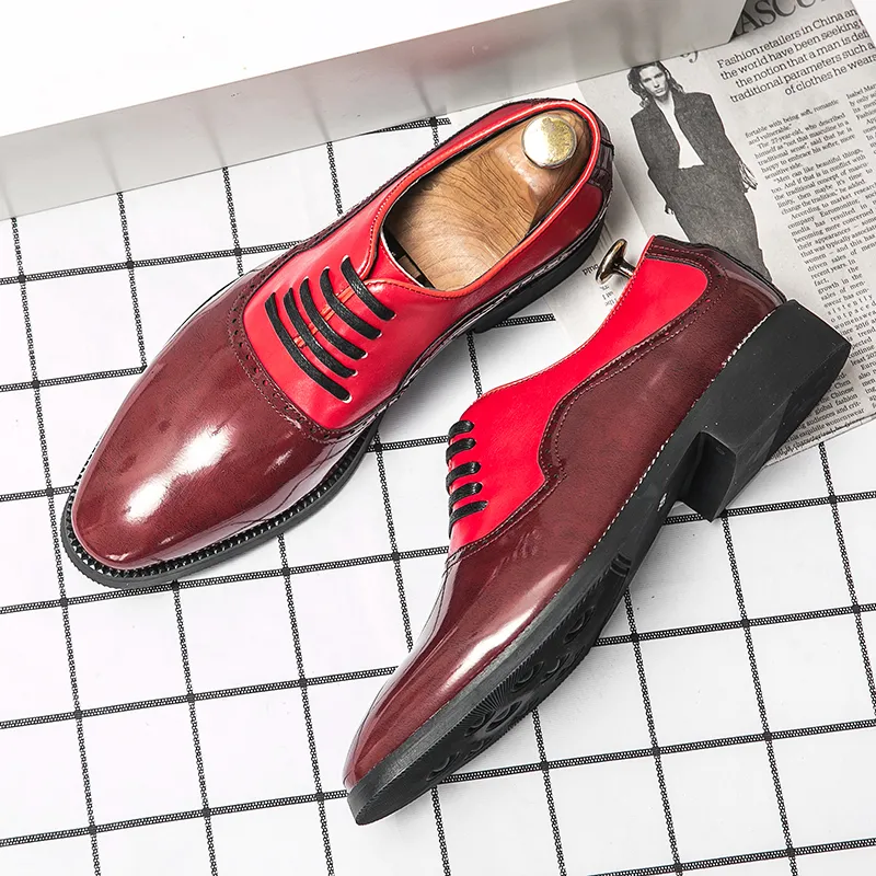 Chaussures pour hommes Oxford Couleur bloquant PU deux bretelles de mode Business Business Casual Party Ad EC