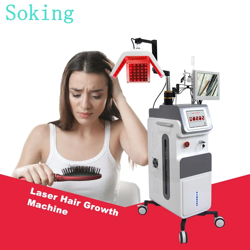 Hårtillväxt Anti-Hair Loss Treatment Diode Laser Ljusterapi Skönhetsutrustning Stimulering Skärmmaskin för hemsalong Användning