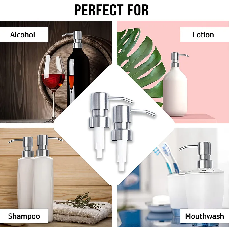 Wholesale 28/400 Stainless Steel Hand Soap Dispenser Pump Tops Counter top Lotion Dispenser for Regular Plastic Glass Bottles