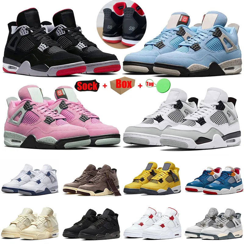 Nike Air Jordan Retro Jordan4s Jumpman 4 4s Mulheres Mulheres Basquetebol Sapatos Infrared Universidade Azul Black Gato Sail Sneakers fora do tamanho 36-47