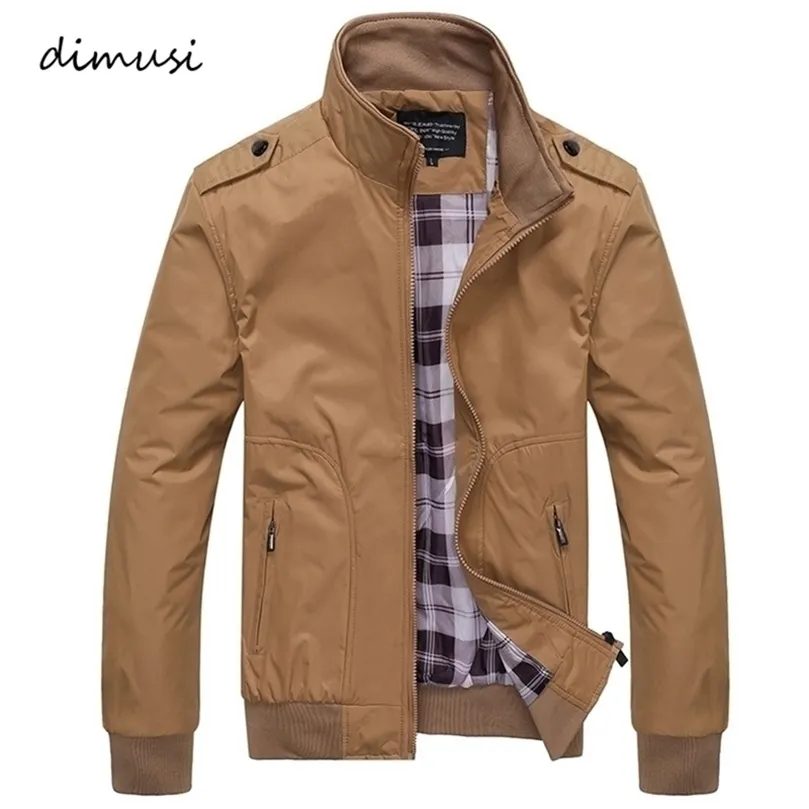 سترات رجالي Dimusi Spring Autumn Casual Coats Solid Color Sportswear Stand Stand Stand Slim Male Bomber 4XL 220830