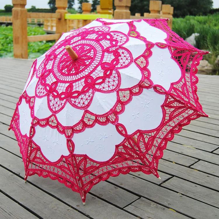 Parapluie De Mariage Dentelle Victorienne Ghulumn 80 Cm - Parasol Nuptiale Blanc Élégant