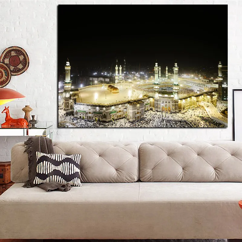 HD Print Pilgrimage to Mecca Wall Canvas Painting Religious Architecture Mecca Faith Europe Cuadros Mural Poster for Living Room (2)