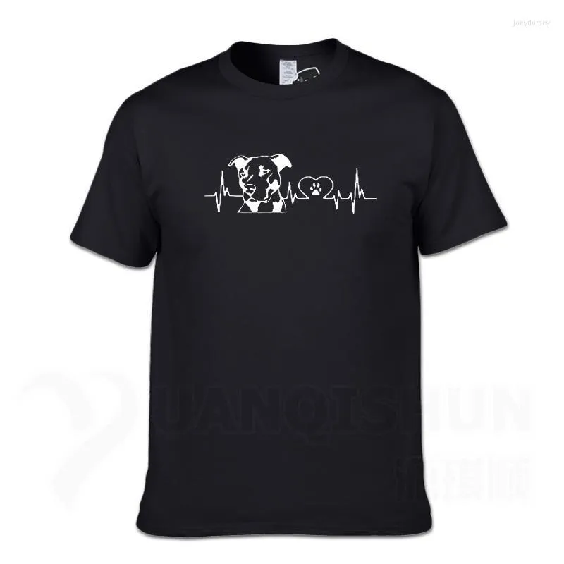 T-shirts pour hommes T-shirts pour hommes Tee-shirt unisexe Funny Personality Pitbull Love Heartbeat Print T-shirt 16 couleurs Summer Short Sleeve O-cou