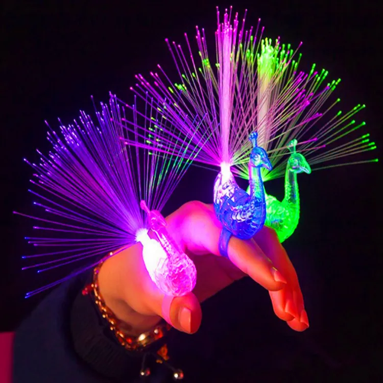 F￤rgglada LED -handskar Luminance Glow Flash Luminous Flashing Peacock LED Finger Light Toy For Kids Party Decoration Gifts 66