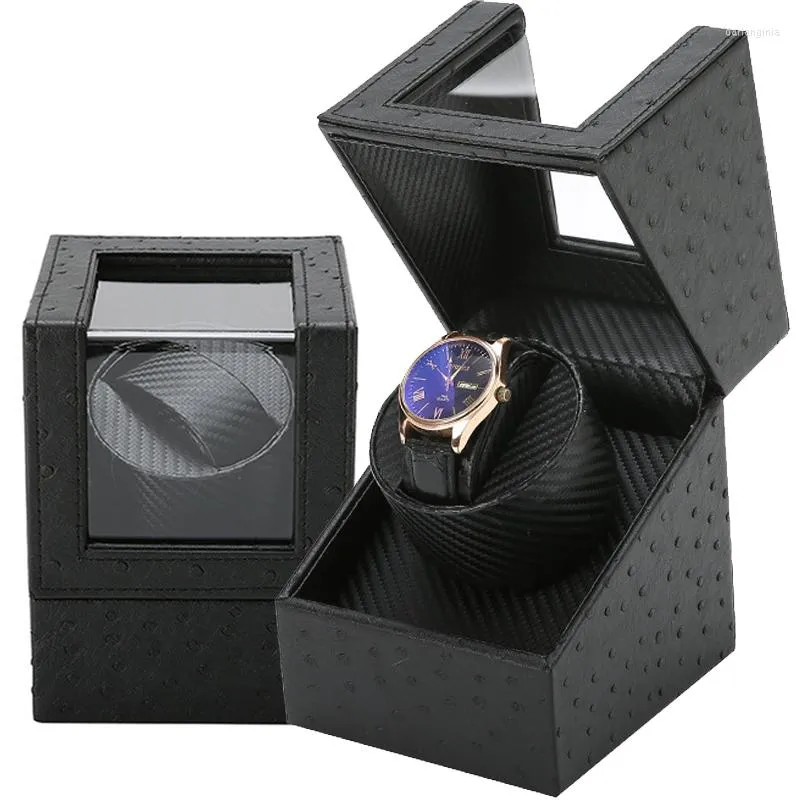 Watch Boxes 1 0 Carbon Fiber Leather Automatic Mechanical Winder Holder Display Motor Shaker Box Mover Winding Rotator Remontoir