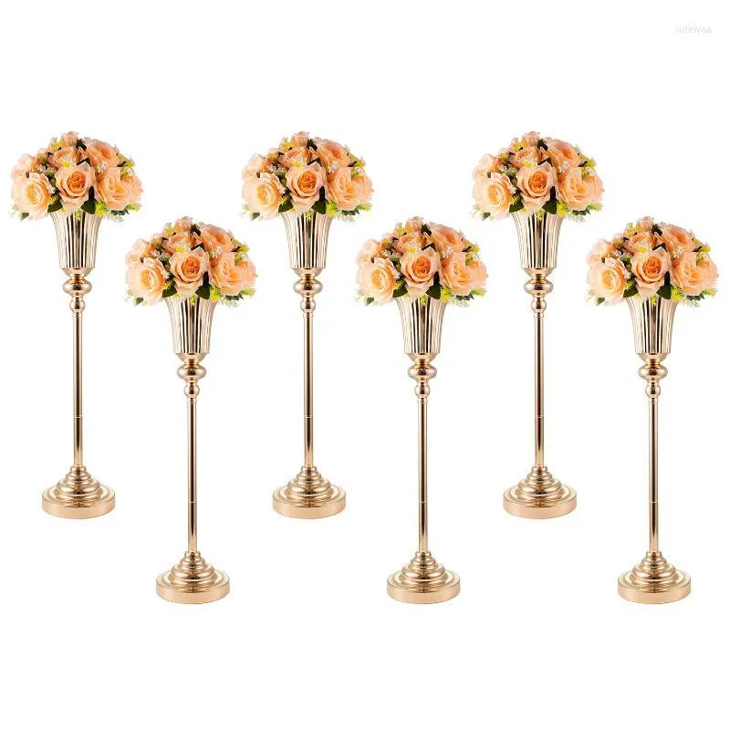 Vazen 6 stks/set 25 "hoge vloer voor woonkamer metalen bloemen vaasweg lood kandelabra middelpunt bruiloft kersthuis decor