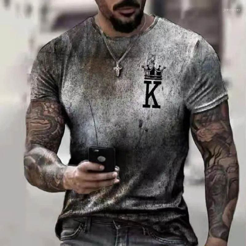 Мужские футболки для футболок мужская футболка мода мужская футболка с винтажной одеждой покер k color mange print Рубашка с коротким рукавом повседневное топ
