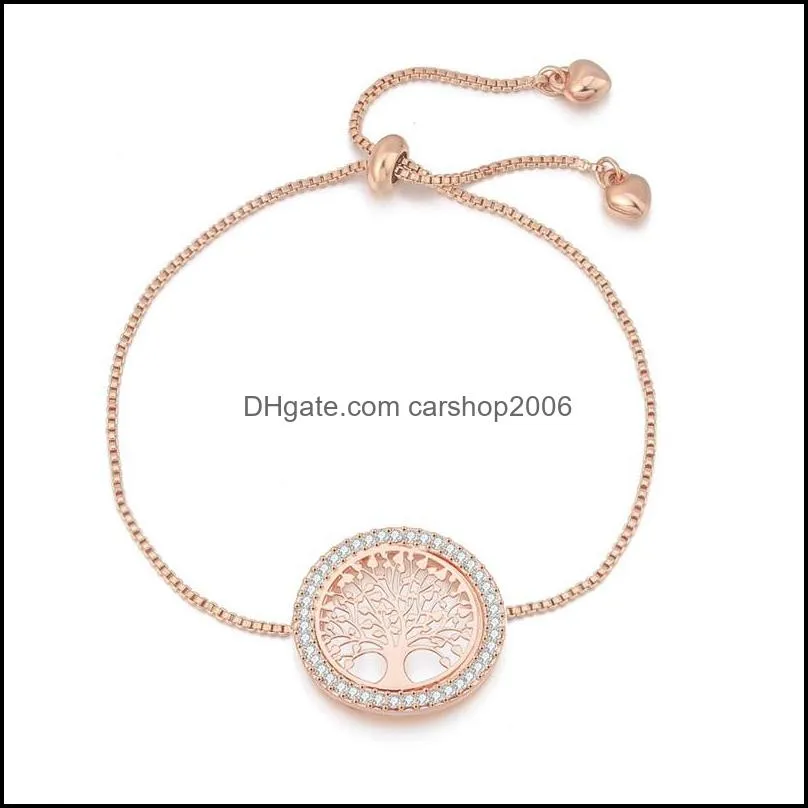 Bedelarmbanden kristal gouden sierige levensboom bedelarmbanden voor vrouwen cadeau mujer mode verstelbare armband vrouwelijke sieraden 20220 dhcs1