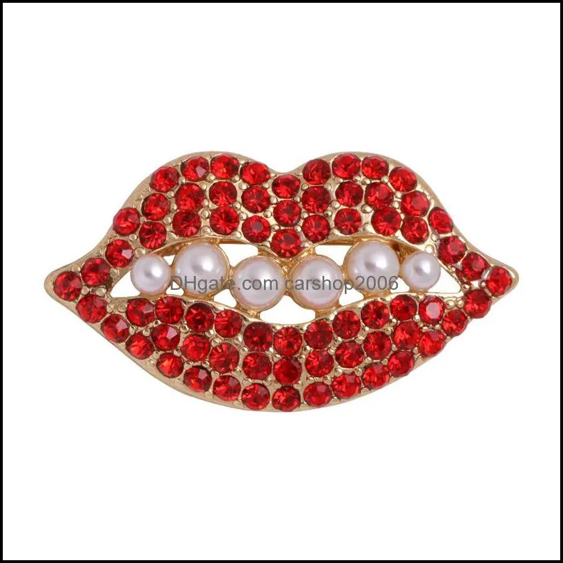 Perni Spille Labbra rosse Amore Spilla Strass Perla artificiale Cappotto Pin Lady Gioielli di moda 3 8Yn P2 Drop Delivery 2021 Carshop2006 Dht9P