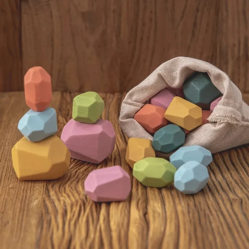 Bloqueos Baby Montessori apilado Juego de juguete Balancio de equilibrio de arcoiris
