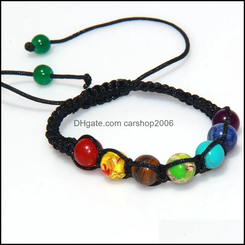 Charm Bracelets Natural Stone Bracelet For Women Yoga Bead 7 Chakra Bracelets Bangles Crystal Braided Reiki Spiritual Jewelry1 790 Dhwdp