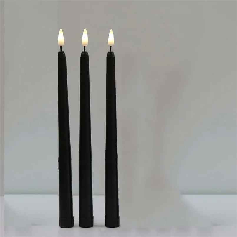 Свечи 3 штуки черные светодиоды с мерцающим пламенным аккумулятором, управляемая на светлом хэллоуине могильный декор, обетенный церковь 220830