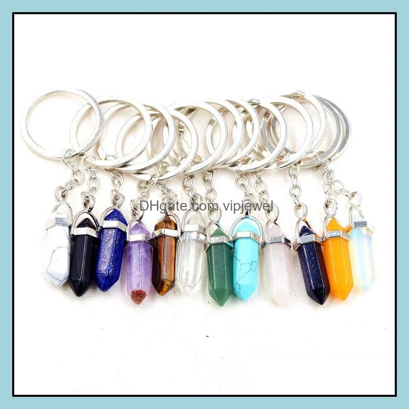 Key Rings Healing Reiki Chakra Carved Hexagon Natural Stone Key Rings Pendant Keychain Crystal Chakras Quartz Chains Jew Dhseller2010 Dhipn