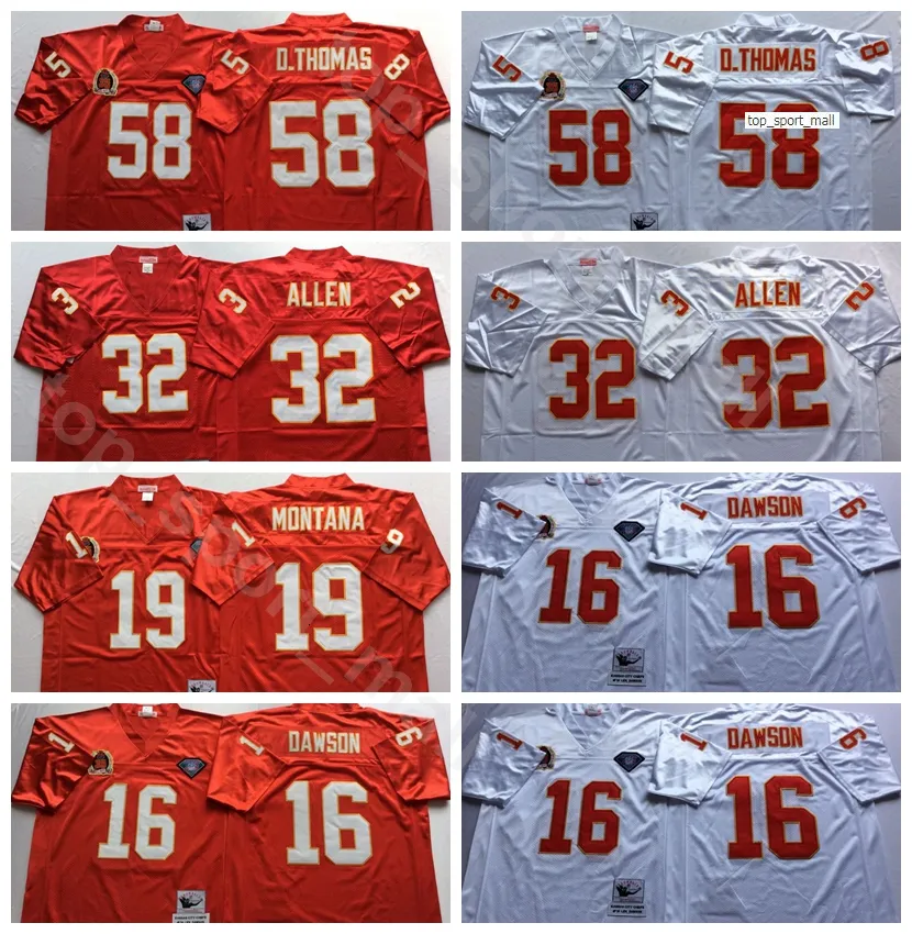 Save Big on Bulk Men Football Jerseys NCAA Football 19 Joe Montana 58  Derrick Thomas Jerseys 32 Marcus Allen 16 Len Dawson StitchGood Color Red  White