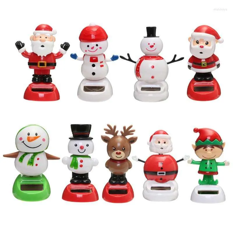 Interior Decorations Car Ornaments Solar Power Bobbling Dancing Toy Shaking Head Santa Claus Dashboard Decor Auto Christmas Decoration