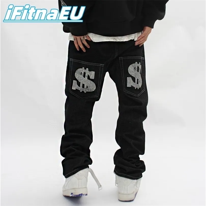 Jeans da uomo con stampa dritti larghi punk moda pantaloni harajuku stampati oversize streetwear y2k nero trendyol hip hop uomo 220831