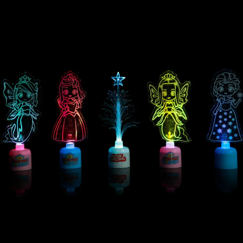 Julleksak för det äldre trädet ledde nattlätt färgglada blixt 3D tredimensionell glödande leksak barn gåva 64