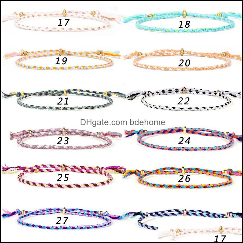 Łańcuch ręcznie robiony łańcuch Bracelets Mężczyźni kobiety Lucky Jewelry skręcona nić Tybetańska bawełniana lina miedziana miedziana koralika Tassel opaski Dhpna