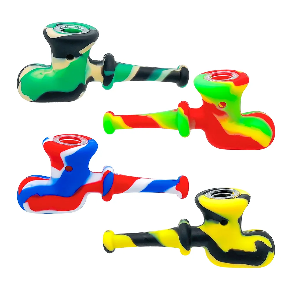 Silicone Boot Smoking Pipes Tobacco Hand Pipes with glass bowl smoke accessroy for wholesale