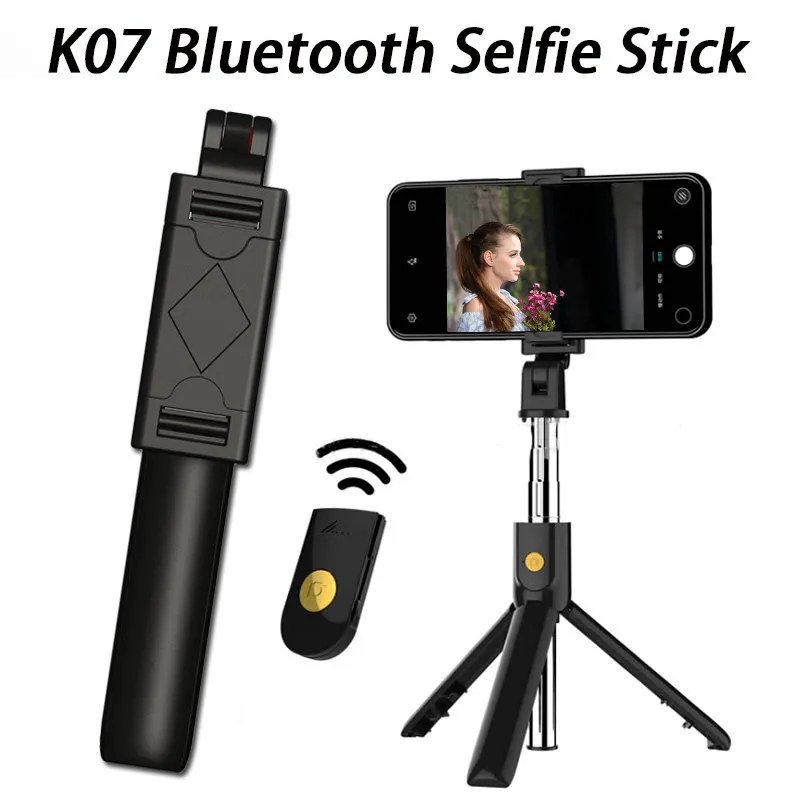 Multifunktion Selfie Monopods K07 Tr￥dl￶s Bluetooth Selfie Stick Foldbar handh￥llen Monopod Shutter Remote Extendable Mini Stativ f￶r smart telefon