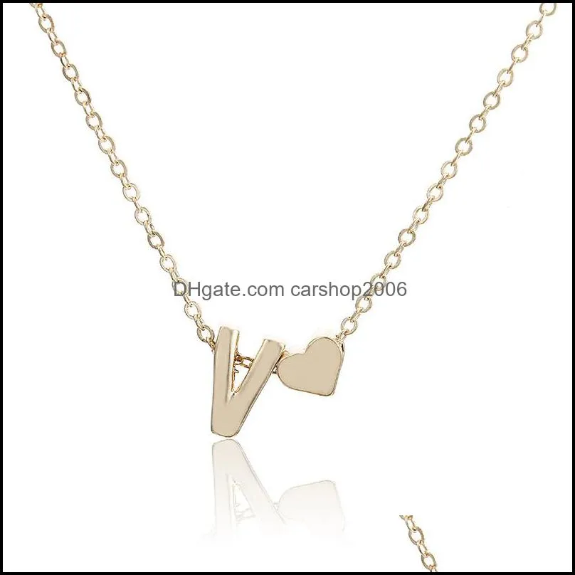 Pendant Necklaces 26 Intial Letter Alphabet Heart Pendant Necklace For Women Gold Color A-Z Chain Fashion Jewelry Gift 879 R2 Drop De Dhlrq