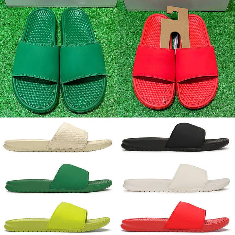 Benassi Slide Slippers JDI Tanjun Мужчины Женщины летние пляжные сандалии мода на открытые слайды унисекс обувь зеленый черный