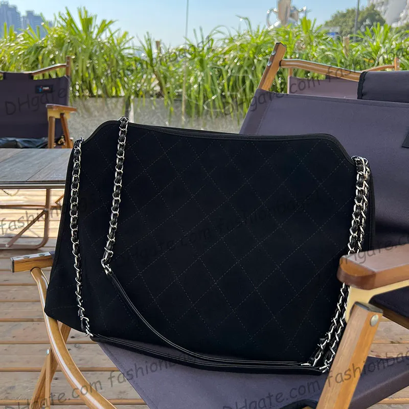 Französische Damen Vintage Maxi gesteppte Umhängetaschen Nubuck geriebenes Kuhlatten -Leder gealtert Silber Metall Matelasse Kette Crossbody große Kapazität Handtaschen 39x12x29 cm