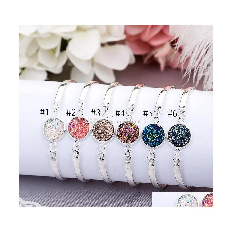 Bedelarmbanden hoogwaardige druzy armbanden rond natuurlijke geode steen strass riethone pave drusy charme verstelbare armbanden voor vrouwen ladi dhkdl