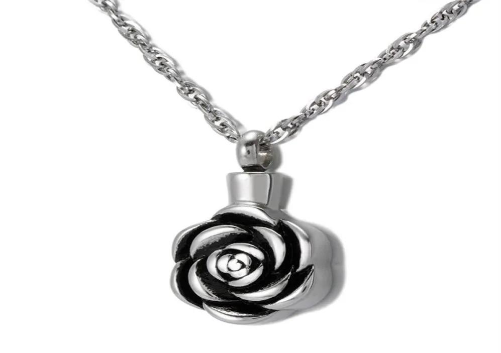 Cremation Jewelry Rose Urn Necklace for Ashes Keepsake Memorial Pendant Locket Stainless Steel Waterproof Remembrance Necklace24787054679