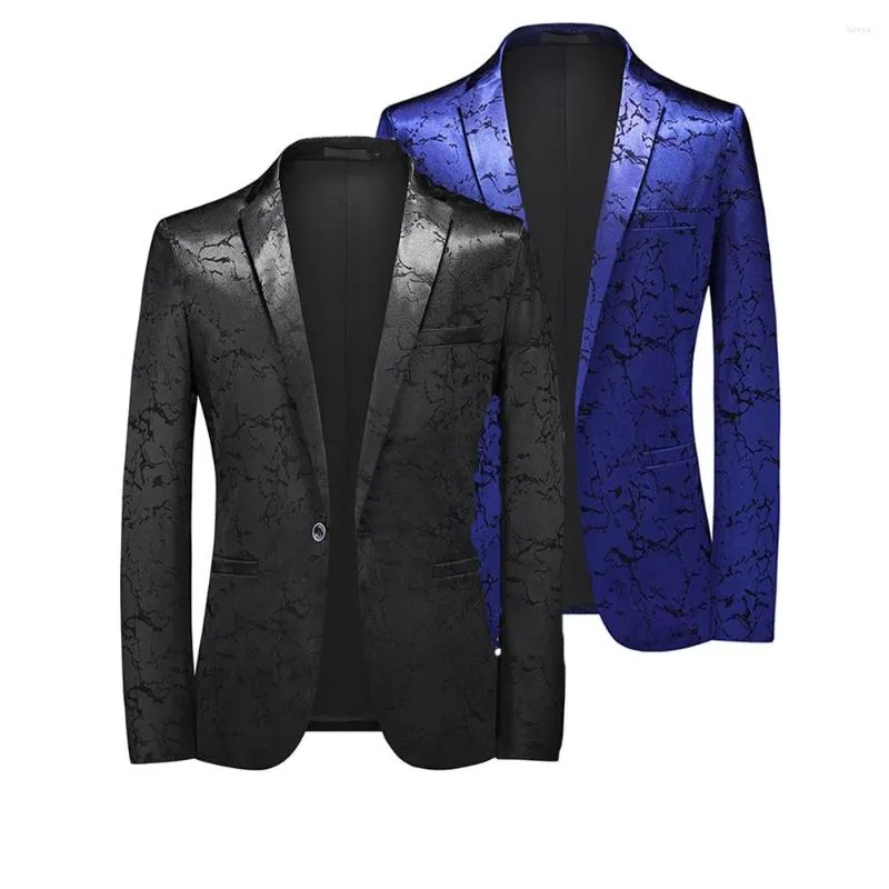 Abiti da uomo Grandi e alti Blazer blu autunnali per uomo Giacche floreali slim fit One Button Elegante cena Abito da festa nuziale Cappotto