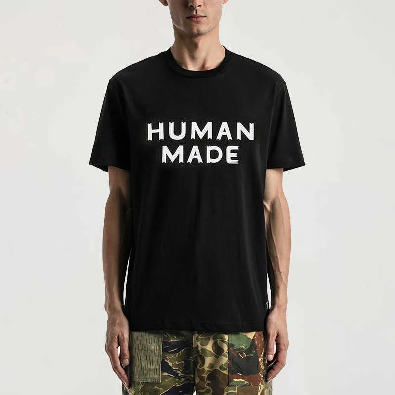 T-shirt da uomo Human Made Basic T-shirt a maniche corte in cotone stampato inglese stampata per uomo e donna T221130