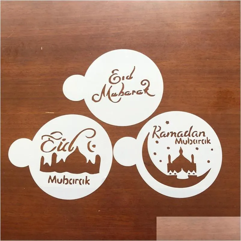 Stencil cake gereedschap creatief decor huisdier moskee eid mubarak ramadan ontwerp fondant koffie spuiten decoratie gereedschap snijder mal 2 dh6i4 ation
