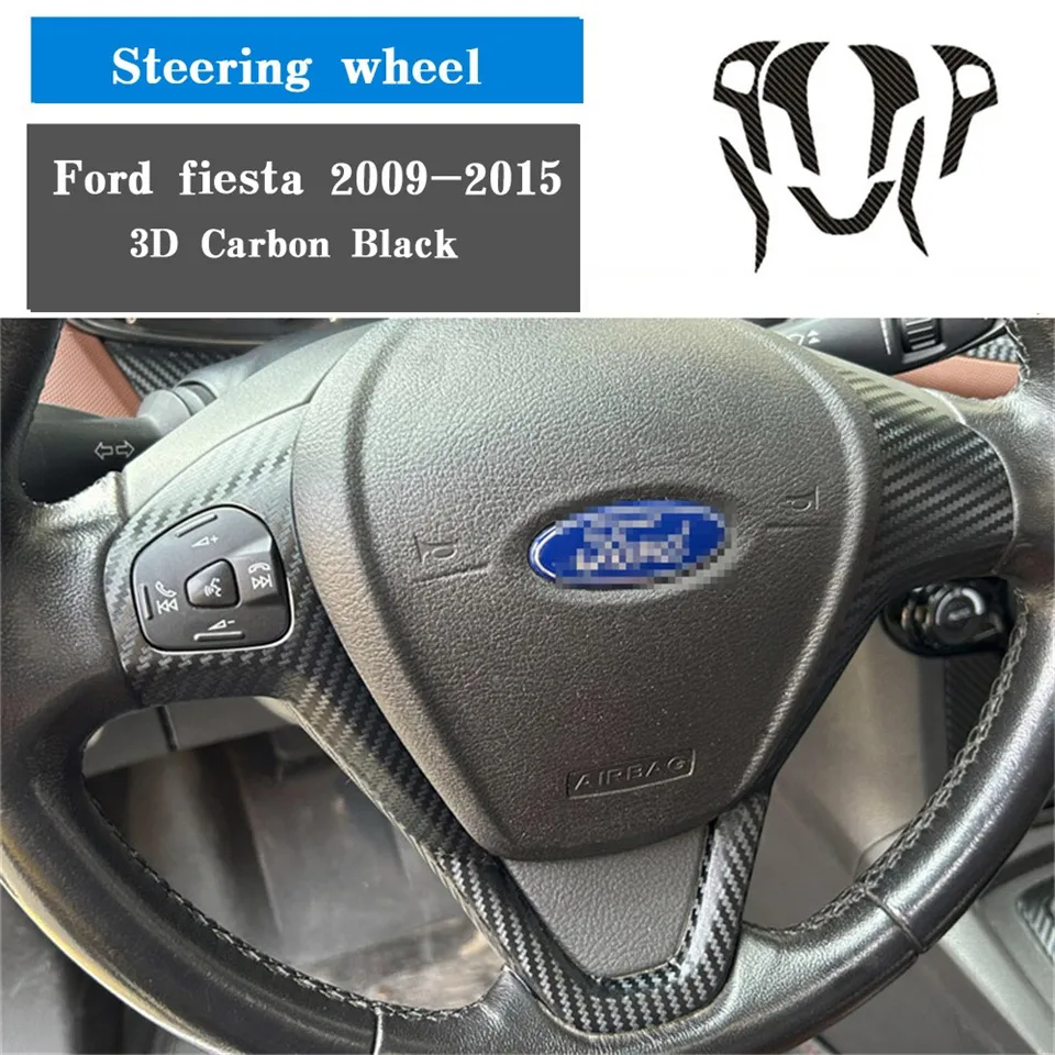 Décoration de volant de voiture en Fiber de carbone, autocollant de  protection pour Ford Fiesta 2009 ? 2017 Ecosport