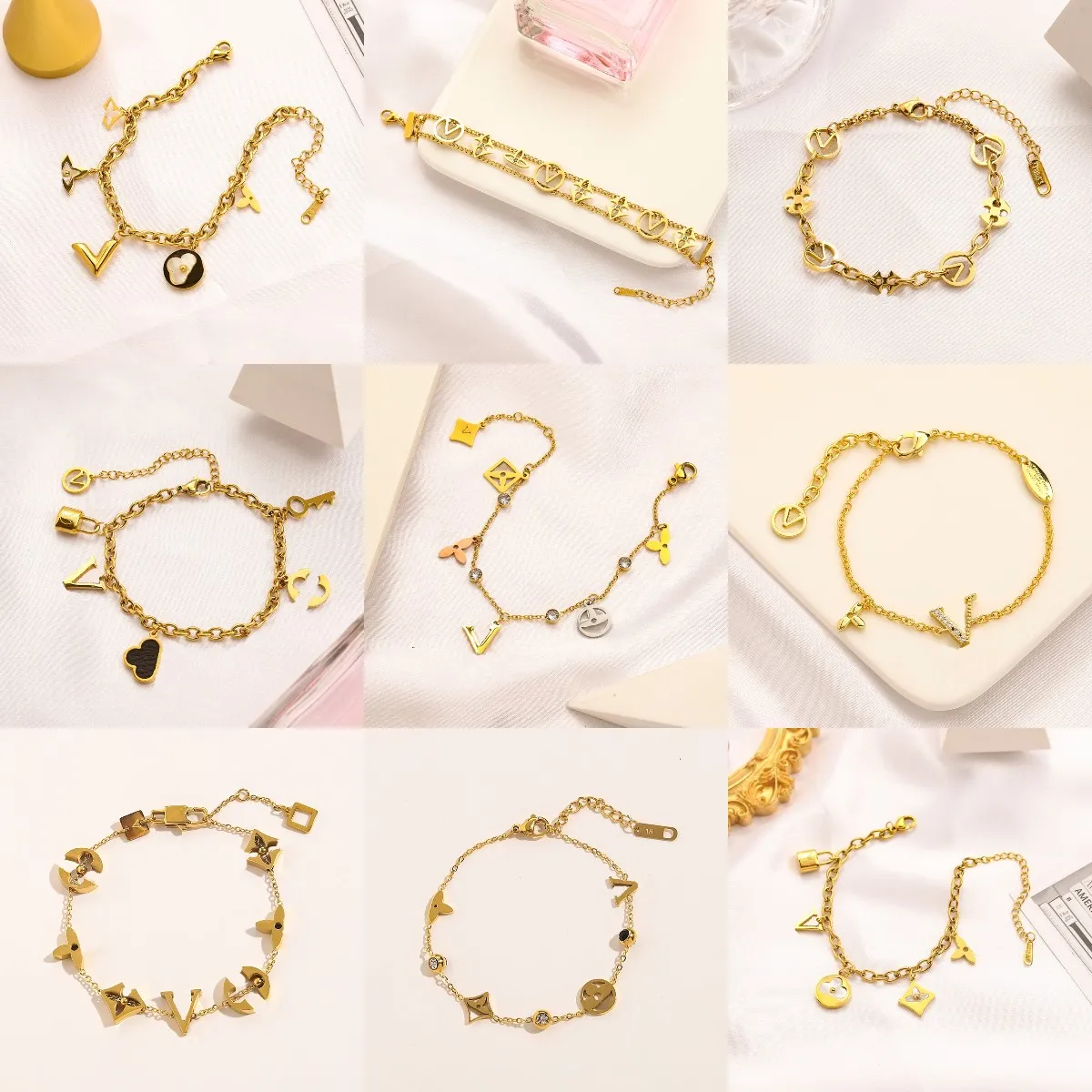 Знаменитые дизайнерские браслеты роскошные золотые цепочки модные ювелирные украшения девочка Жемчужные буквы Loc
