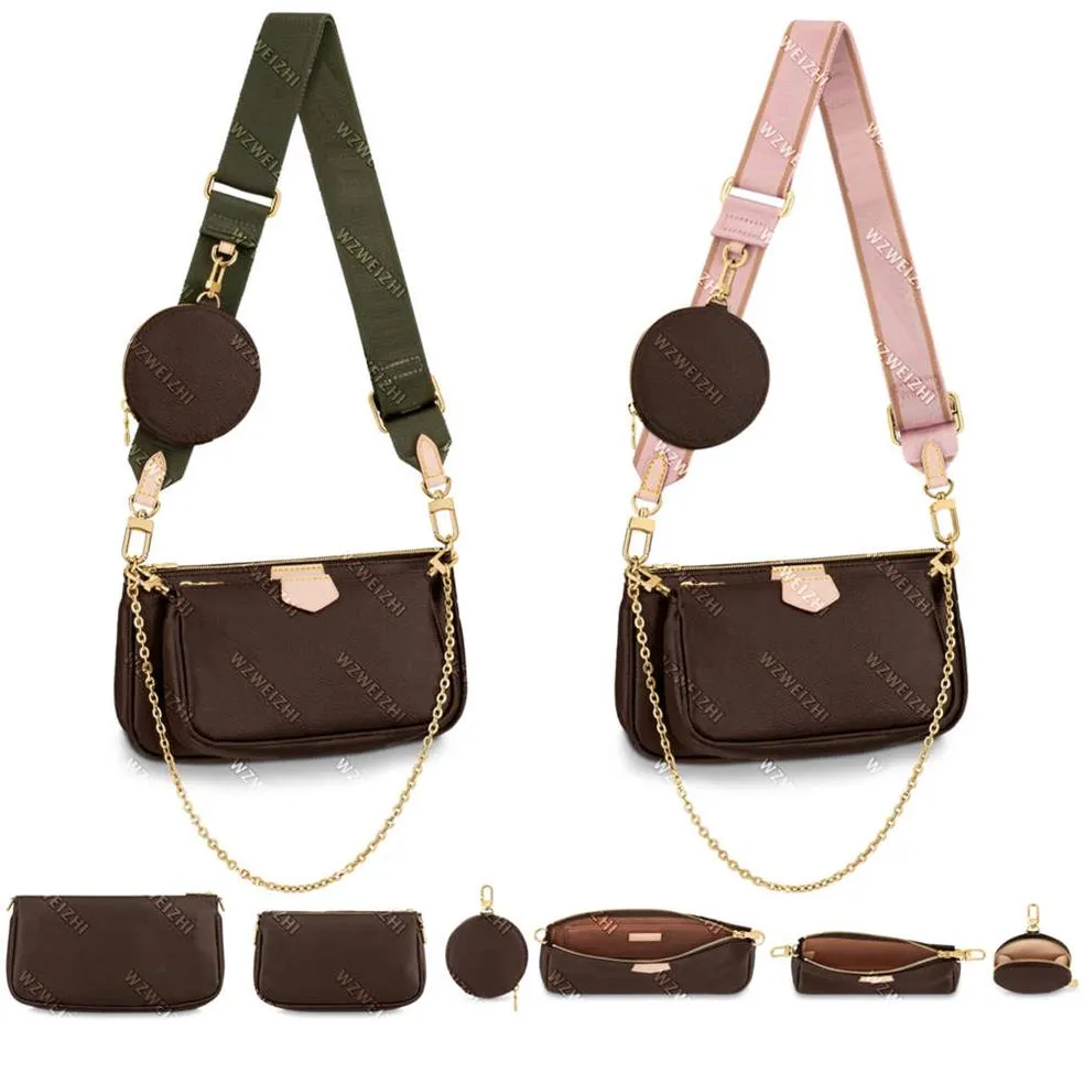 Bolsas de moda de couro reais bolsas de ombro com várias pochetas de pocheta bolsas mulheres mini 3pcs acessórios crossbody bag2610