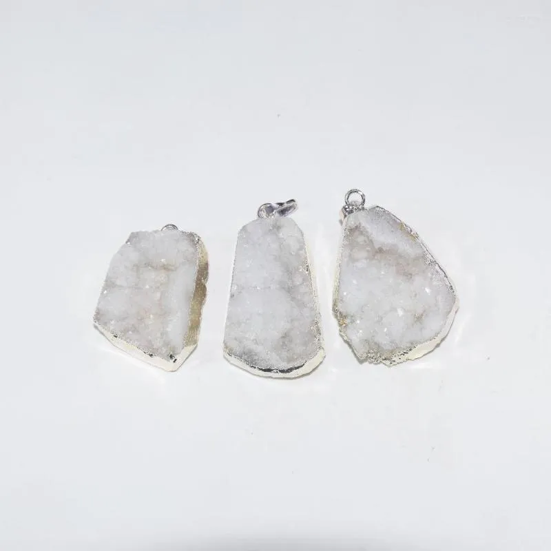Pendant Necklaces Raw White Crystal Quartz Druzy Stone For Necklace Charms 5pc Lot Jewelry Making Large Geode Drusy Gem Women Accessories