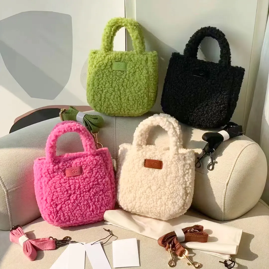 Mini Bag ugg luxe dames portemonnee pluche ontwerper schattige teddy koppeling draagtot 22 nieuwe tassen crossbody mode schouder wallets bakken handtassen beroemde topgreep pochette cadeau