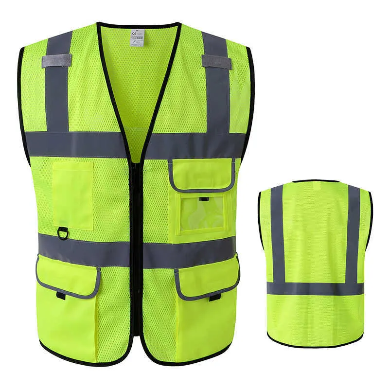 Construction clothing Multi-pocket Reflective Safety Vest Bright Color Traffic Vest Railway Coal Miners Uniform Breathable Mesh Reflective Vest