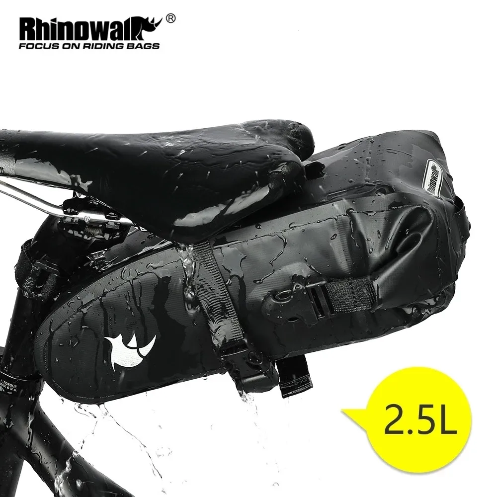 Fietstassen zakken Rhinowalk Bicycle Saddle 15L 25L Volledige waterdichte fietszitje MTB Road Repair Tools Bike Tail Pack Accessoires 221201