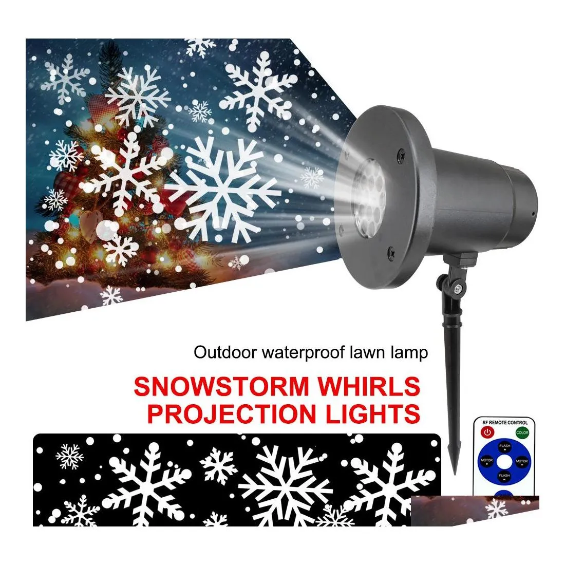 LEDエフェクトスノーフォールスノーフラークプロジェクターレーザーライトLEDクリスマスライト在宅ホリデーパーティーガーデンデコラティオDHMPR用の屋外防水