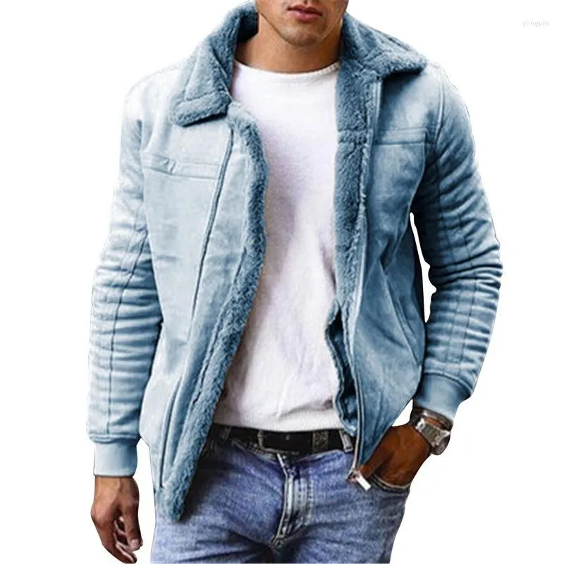 Racingjackor vinter denim faux päls krage rockar män läder ytterkläder varm stor storlek tjockare jacka